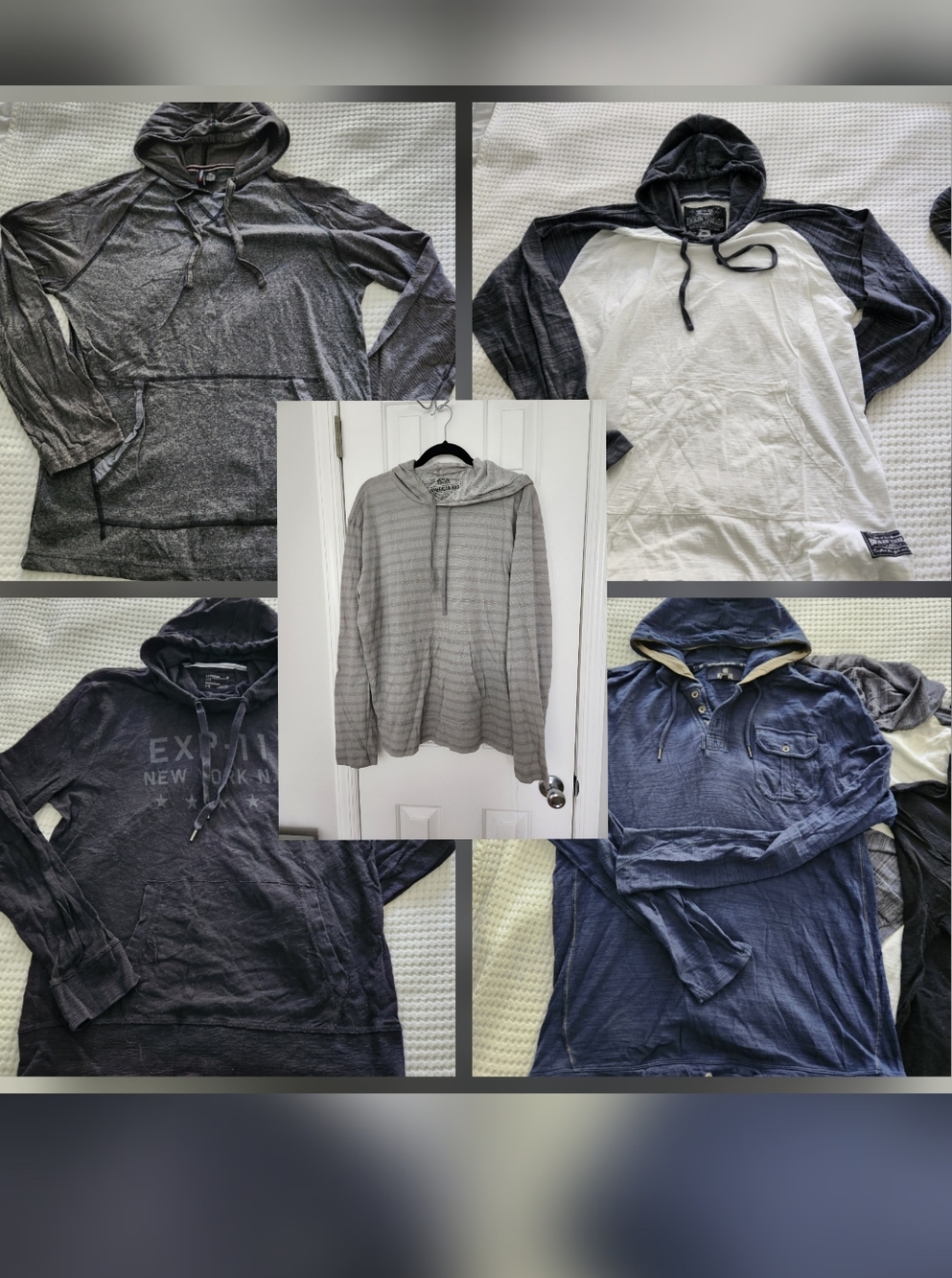 5 SHIRTS! Men's Hooded Long-Sleeve Shirt Bundle